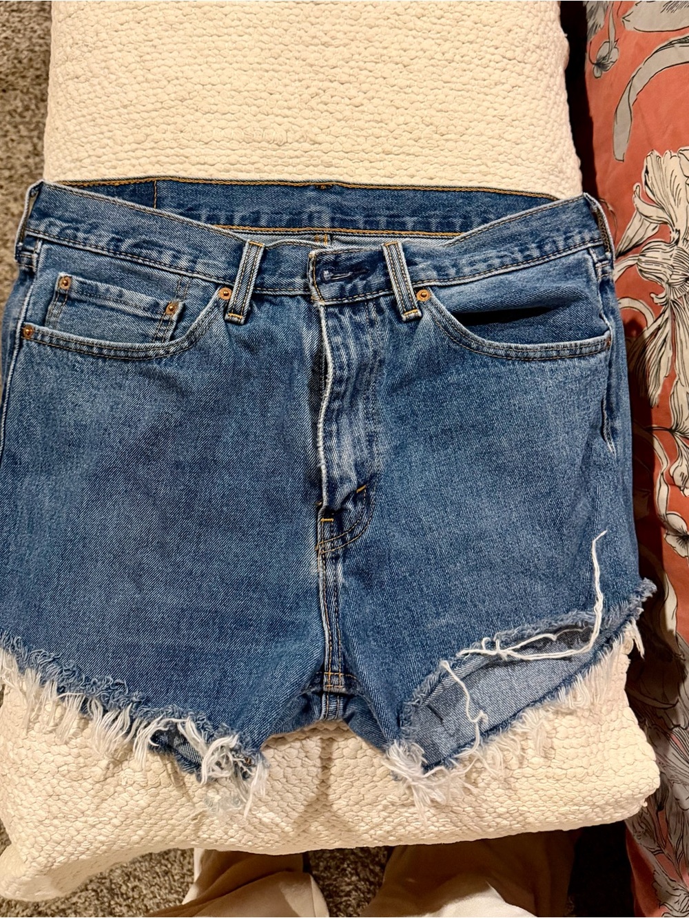 Levi Women's Blue Distressed Denim Shorts
